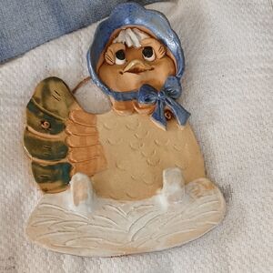 Ceramic Duck Wall Decor with Blue Hat